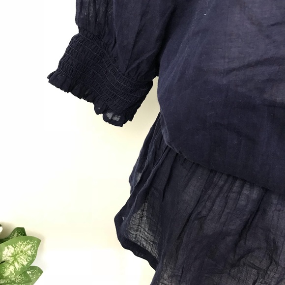 Aeire Blue Peplum Boatneck  Blouse - Picture 3 of 7